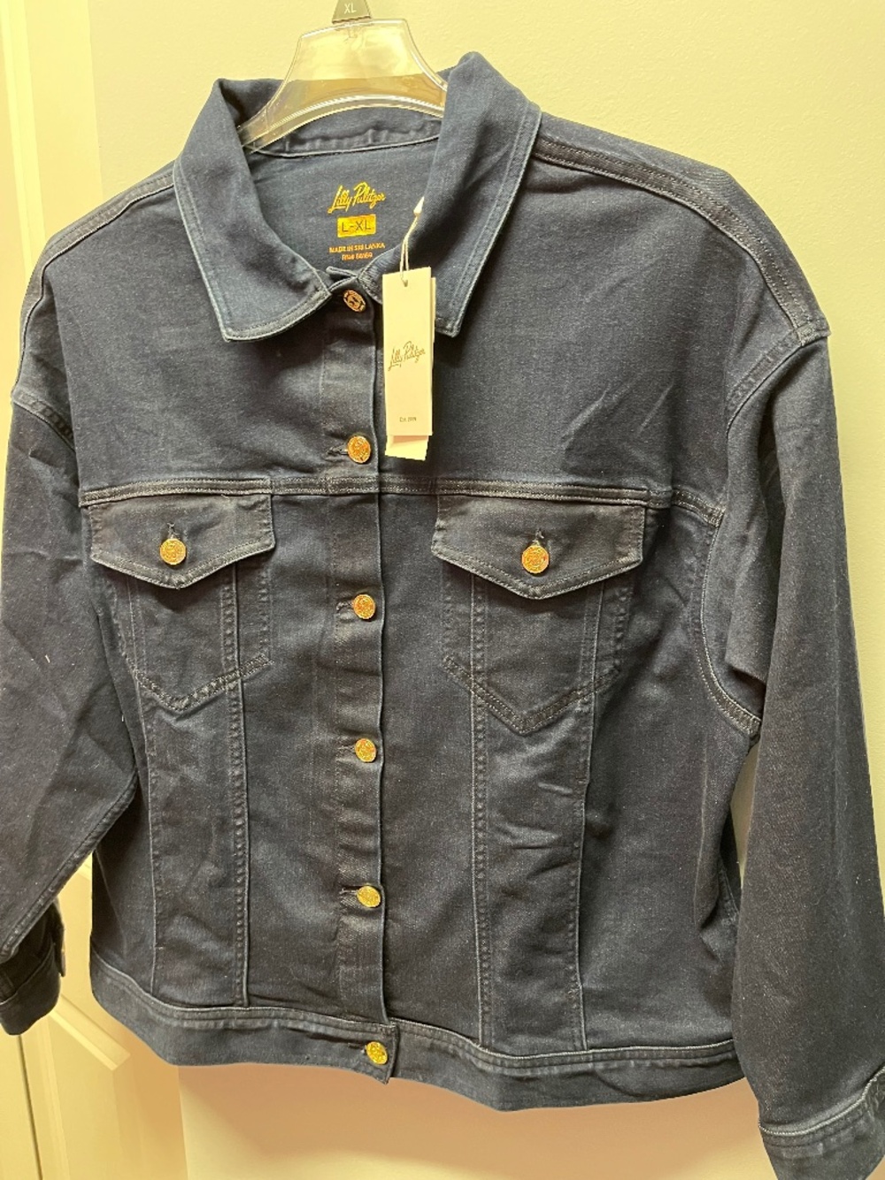 NWT Lilly Pulitzer L/XL DRIXLEY Denim Jacket